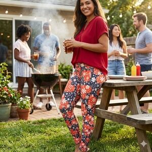 NWT TC Red Hearts White Floral Navy Blue CP USA or Protest Leggings